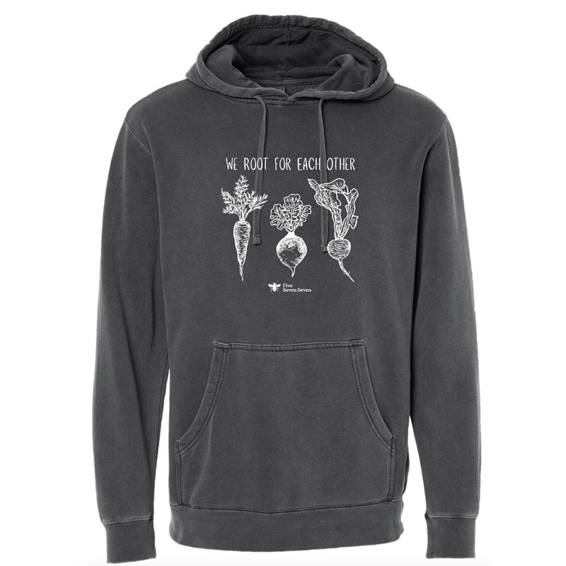 577 Foundation - Root For Each Other - Adult Pigment-Dyed Black Hoodie (577R)