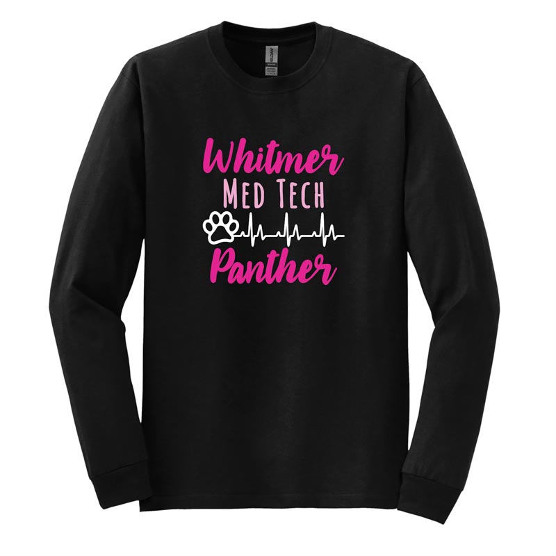 Whitmer Med Tech - Pink Paw Print 2025 - Black Long Sleeve Tee (WMDTC)