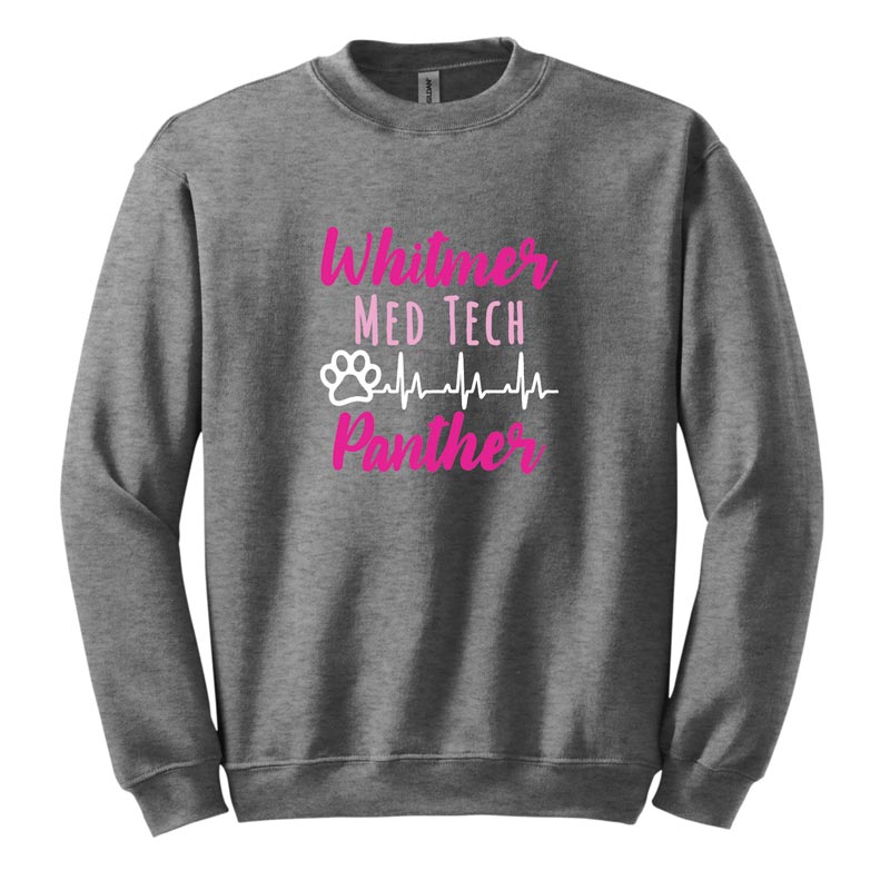 Whitmer Med Tech - Pink Paw Print 2025 - Graphite Heather Crewneck Sweatshirt (WMDTC)