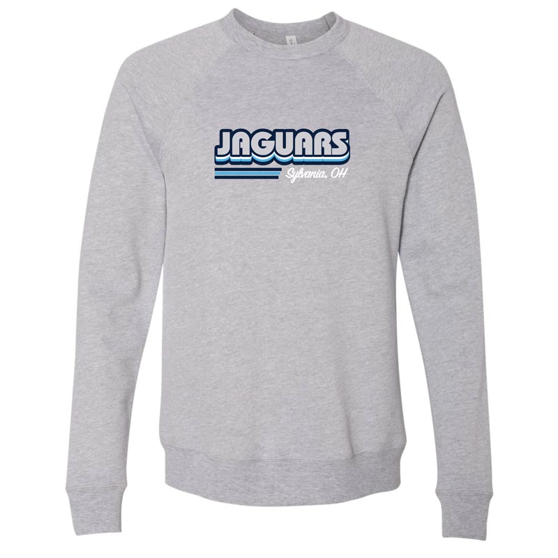 Saint Joseph - Jaguars Blue Stripe - Adult Grey Crewneck Sweatshirt (SJSW5)