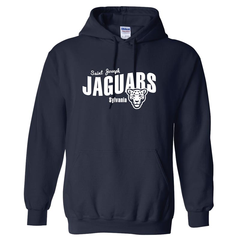 Saint Joseph - Jaguars White Text - Adult Navy Hoodie (SJSW5)