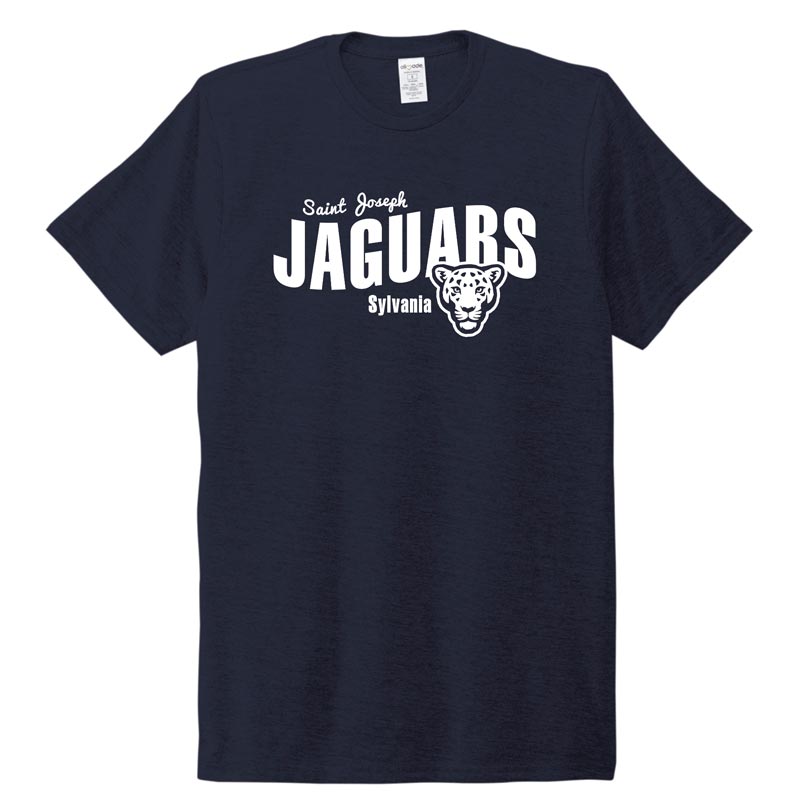 Saint Joseph - Jaguars White Text - Adult Navy Tee (SJSW5)