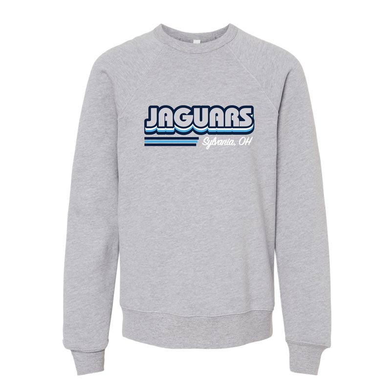 Saint Joseph - Jaguars Blue Stripe - Youth Grey Crewneck Sweatshirt (SJSW5)