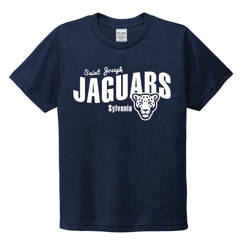 Saint Joseph - Jaguars White Text - Youth Navy Tee (SJSW5)