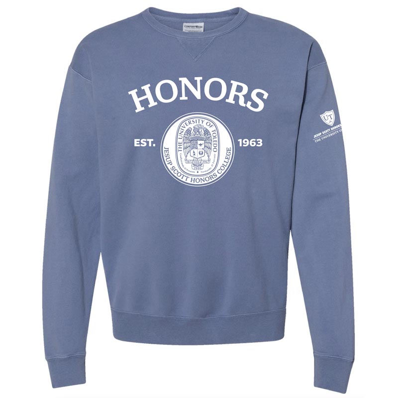 University of Toledo Jesup Scott Honors College Garment-Dyed Crewneck Sweatshirt (UTJSHC)