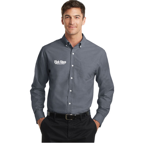 The Job Shop - Embroidered Men&#39;s Long Sleeve Button Up