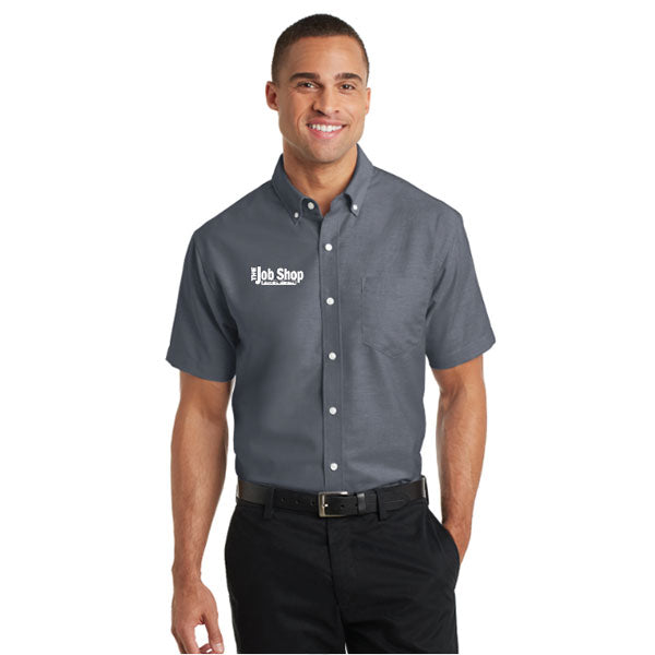 The Job Shop - Embroidered Men&#39;s Short Sleeve Button Up