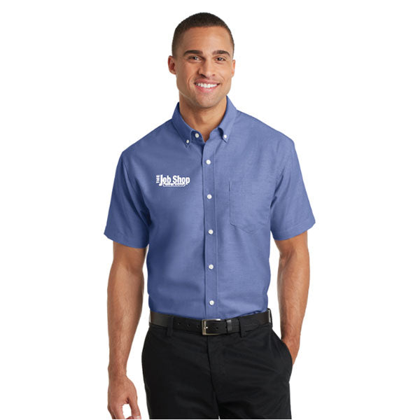 The Job Shop - Embroidered Men&#39;s Short Sleeve Button Up