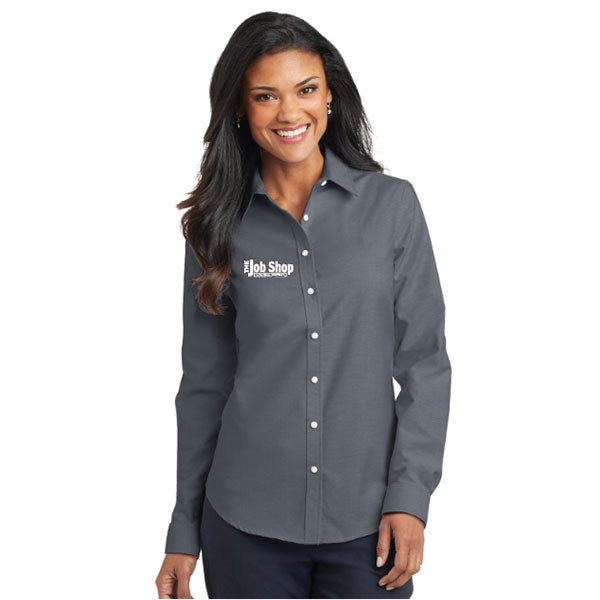 The Job Shop - Embroidered Ladies Long Sleeve Button Up