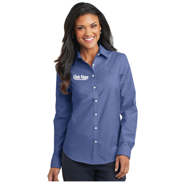 The Job Shop - Embroidered Ladies Long Sleeve Button Up