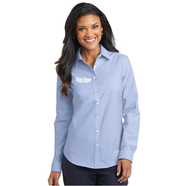 The Job Shop - Embroidered Ladies Long Sleeve Button Up